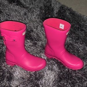 Hot pink short Hunter boots